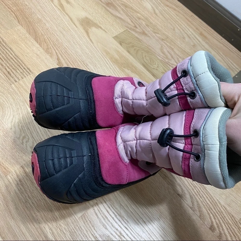 Totes Winter Snow Boots Sz 2 Pink Black Girls Kids